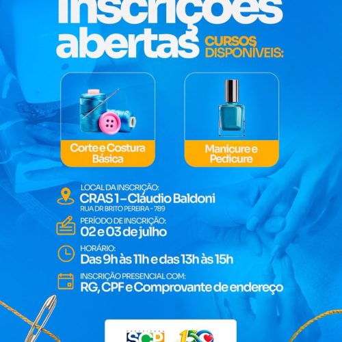Santa Cruz das Palmeiras abre inscrições para cursos gratuitos de qualificação profissional