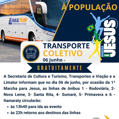 Leme oferece transporte gratuito para participantes da 1ª Marcha para Jesus