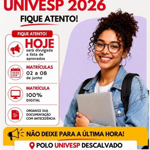 Resultado do Vestibular UNIVESP 2026 será divulgado nesta segunda-feira em Descalvado