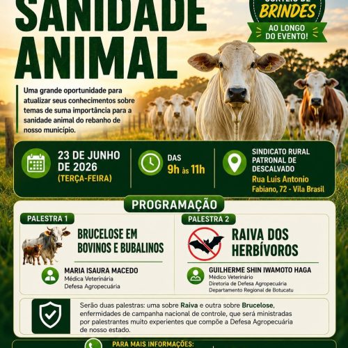 Capacitação sobre sanidade animal reúne produtores e profissionais do agro em Descalvado