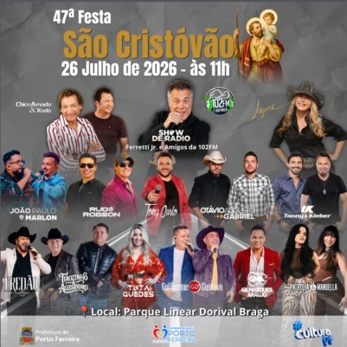 Porto Ferreira confirma a 47ª Festa de São Cristóvão com grandes shows e tradição