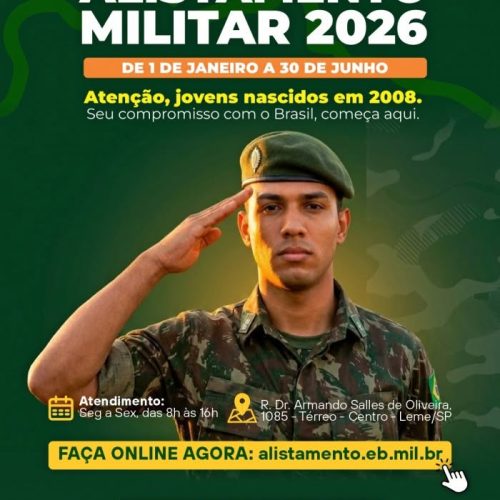 Jovens de Leme já podem realizar o alistamento militar de 2026