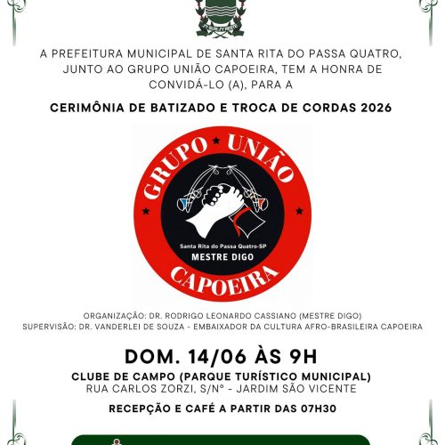 Capoeira reúne esporte, cultura e inclusão em evento em Santa Rita do Passa Quatro
