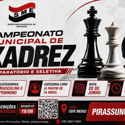 Pirassununga realiza campeonato municipal de xadrez com inscrições gratuitas