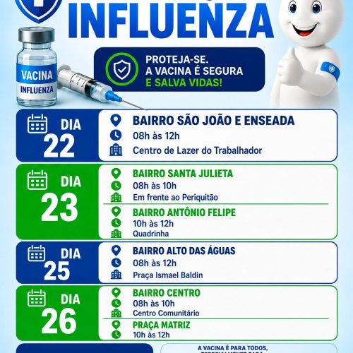Vacinação contra a gripe segue com atendimento em bairros de Santa Cruz da Conceição