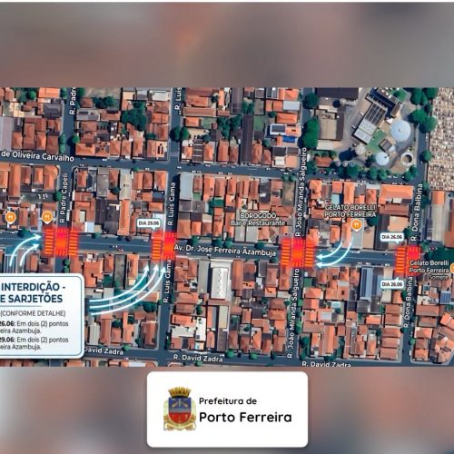 Porto Ferreira terá interdições em cruzamentos para reconstrução de sarjetões