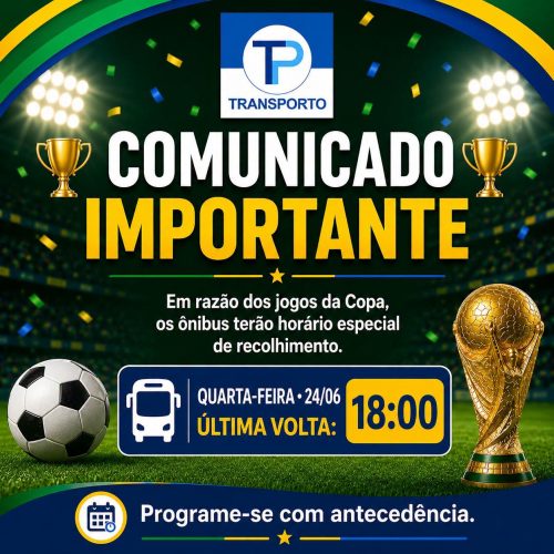 Transporte coletivo de Porto Ferreira terá horário especial por causa dos jogos da Copa