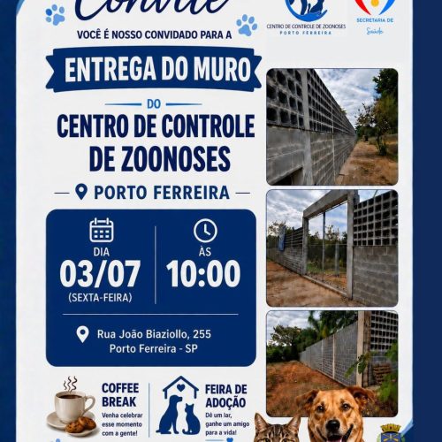 Porto Ferreira inaugura novo muro do Centro de Controle de Zoonoses e realiza feira de adoção no dia 3 de julho