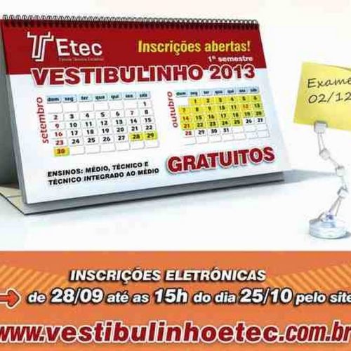 Etecs recebem inscrição para Vestibulinho até dia 25
