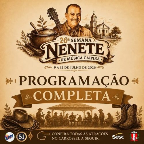Semana Nenete de música caipira divulga programação completa dos quatro dias de festa em Pirassununga