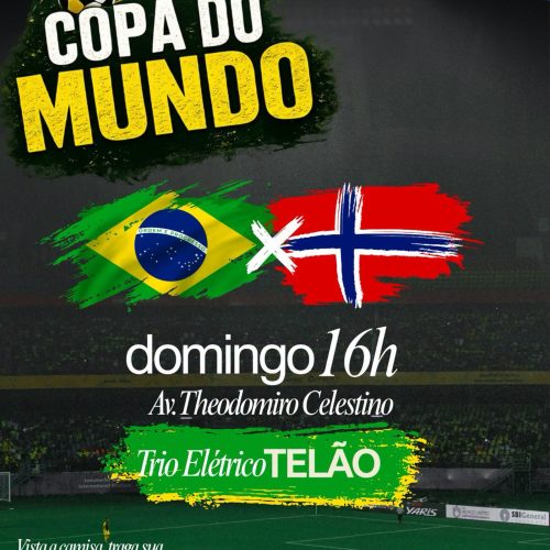Tambaú promove torcida em praça pública para Brasil x Noruega pela Copa do Mundo