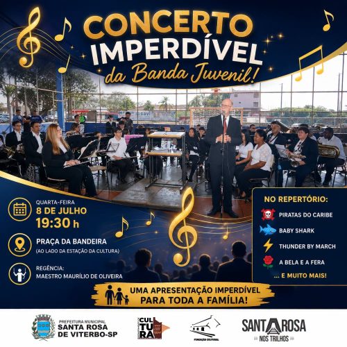 Santa Rosa de Viterbo recebe concerto gratuito da Banda Juvenil nesta quarta-feira