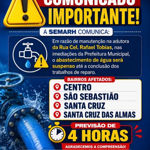 Abastecimento de água é interrompido em bairros de Descalvado para manutenção emergencial