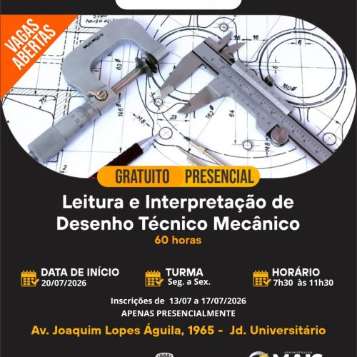Leme (SP) abre inscrições para curso gratuito de leitura e interpretação de desenho técnico mecânico