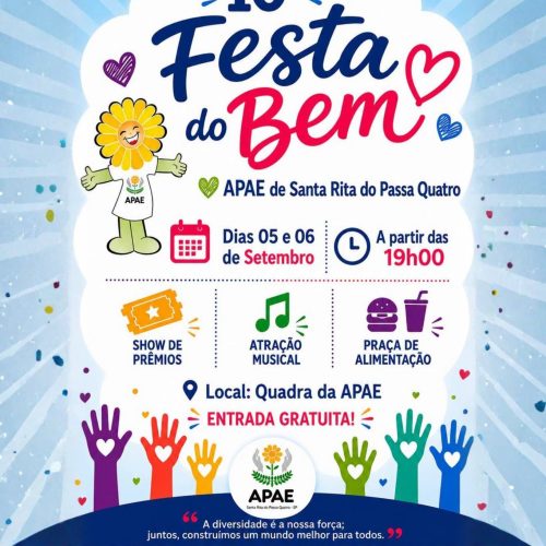 Festa do Bem chega à 10ª edição com programação especial da APAE de Santa Rita do Passa Quatro