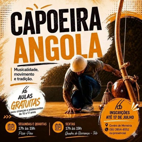 Prefeitura de Santa Rosa de Viterbo informa que as inscrições para aulas gratuitas de Capoeira Angola terminam nesta sexta-feira (17/07)