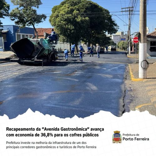 Avenida Gastronômica recebe novo asfalto e ganha reforço no turismo de Porto Ferreira