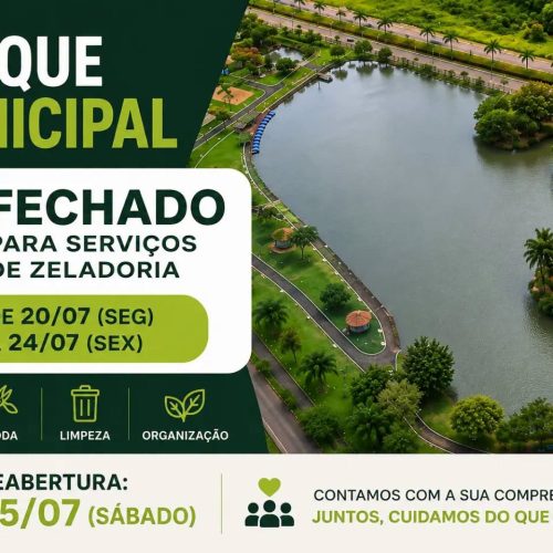Parque do Lago de Pirassununga ficará fechado temporariamente para serviços de manutenção