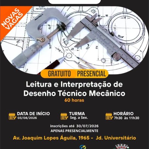 Curso gratuito de desenho técnico mecânico abre inscrições em Leme (SP)
