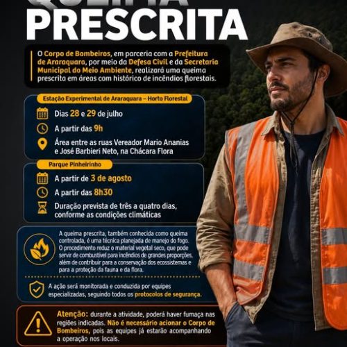 Queima controlada será realizada em áreas estratégicas de Araraquara para prevenção de incêndios