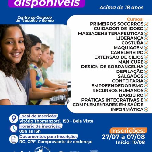 Últimos dias para se inscrever em cursos gratuitos de qualificação profissional em Leme