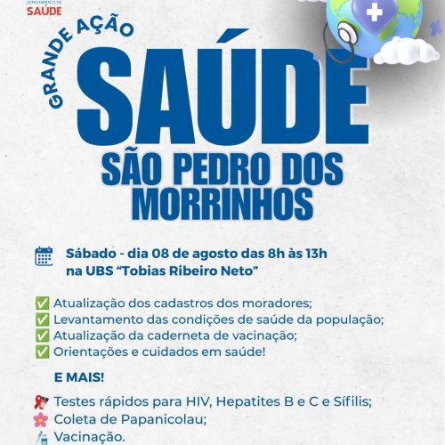 São Pedro dos Morrinhos, distrito de Tambaú, recebe ação de saúde neste sábado