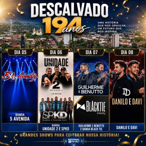 Descalvado celebra 194 anos com quase um mês de atrações gratuitas