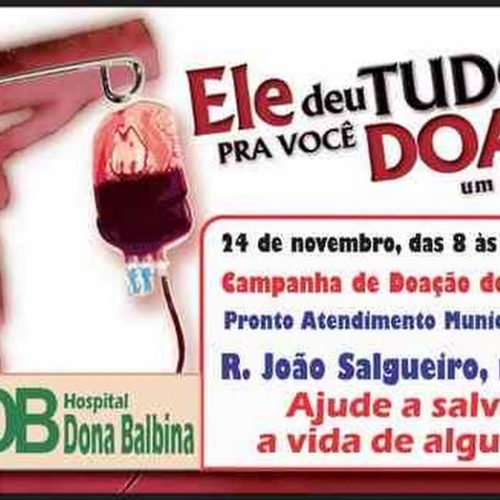 Campanha de doação de sangue acontece neste sábado
