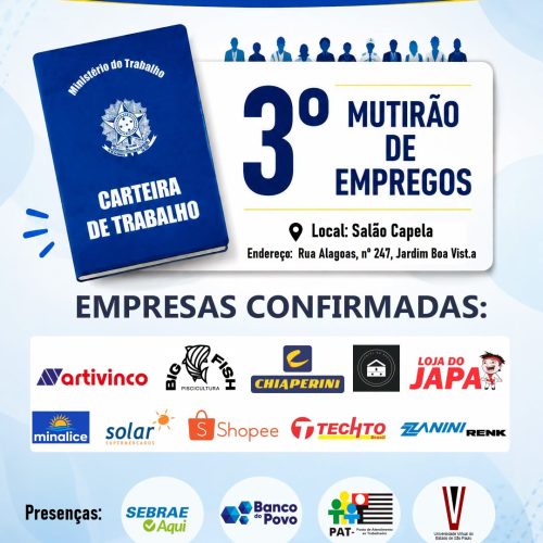 3º Mutirão de Empregos de Santa Rosa de Viterbo (SP) reúne empresas e oportunidades
