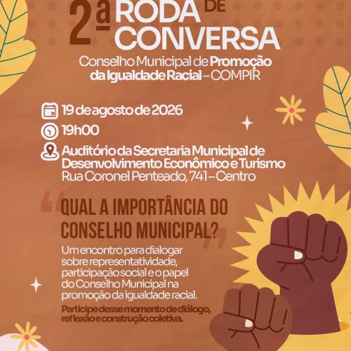 Santa Cruz das Palmeiras promove 2ª roda de conversa sobre igualdade racial nesta quarta-feira (19/08)
