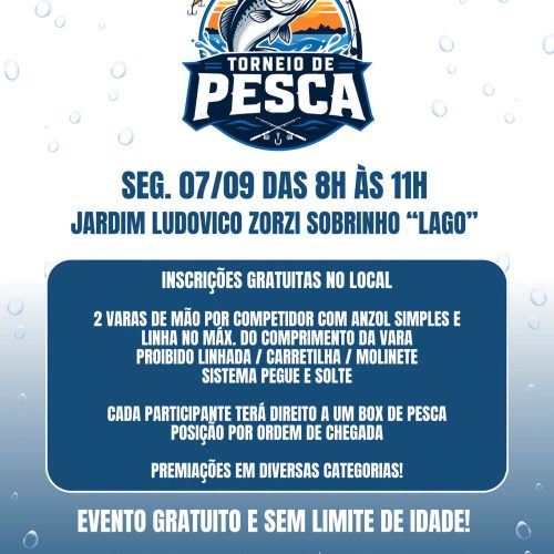 Santa Rita do Passa Quatro terá torneio de pesca no Jardim do Lago