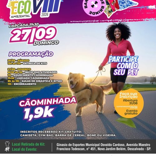 Descalvado terá cãominhada com percurso de 1,9 km no dia 27 de setembro