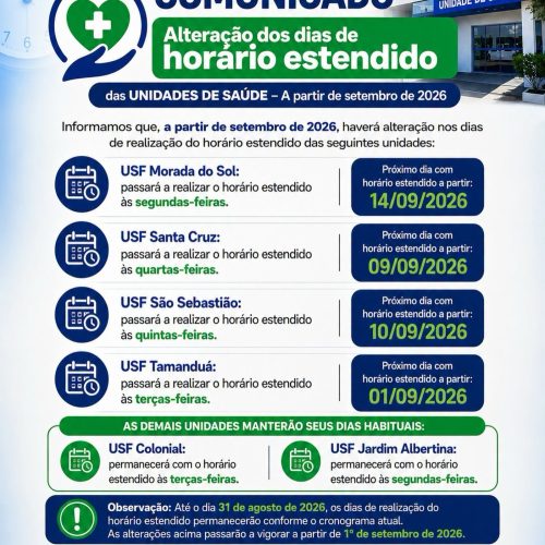 Descalvado terá mudanças no horário estendido das unidades de saúde