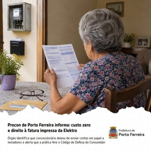 Procon de Porto Ferreira alerta sobre direito à fatura impressa de energia