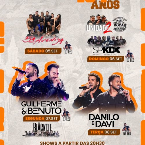 Descalvado celebra 194 anos com programação musical na Praça da Matriz