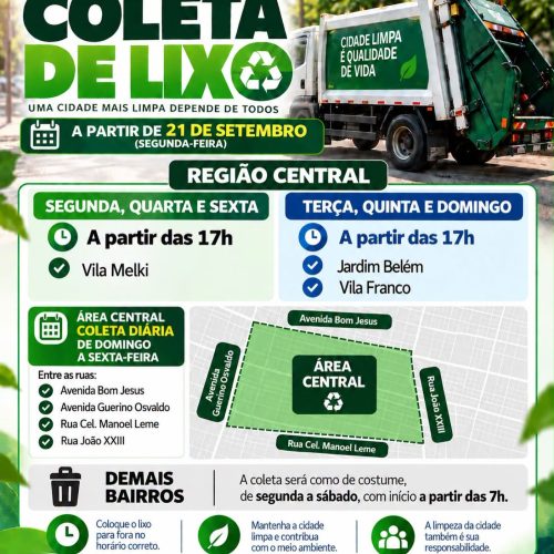 Nova programação da coleta de lixo começa nesta segunda-feira (21/09) em Descalvado