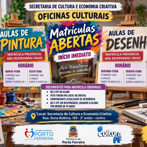 Porto Ferreira oferece vagas para oficinas gratuitas de desenho e pintura