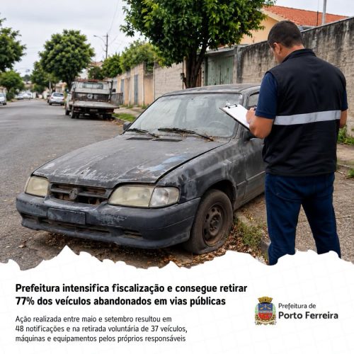 Porto Ferreira amplia fiscalização de veículos e equipamentos abandonados em vias públicas