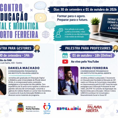 Porto Ferreira promove 1º Encontro de Educação Midiática com formação para profissionais da rede