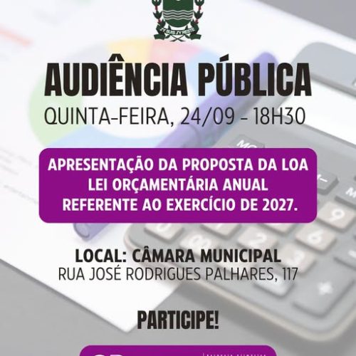 Santa Rita do Passa Quatro promove audiência para discutir orçamento de 2027