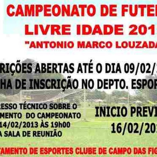 Clube de Campo: Abertas as inscrições para o Campeonato de Futebol Livre Idade