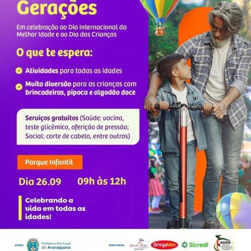 Encontro de Gerações reúne atividades gratuitas para crianças e idosos em Araraquara