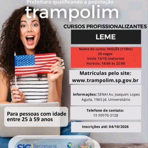Leme oferece curso presencial de inglês com aulas gratuitas a partir de outubro