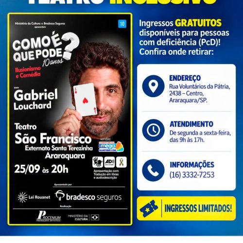 Araraquara terá espetáculo de teatro inclusivo nesta quinta-feira com ingressos gratuitos para PcD