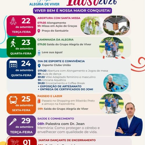 Semana do Idoso reúne atividades de saúde, esporte e convivência em Tambaú (SP)