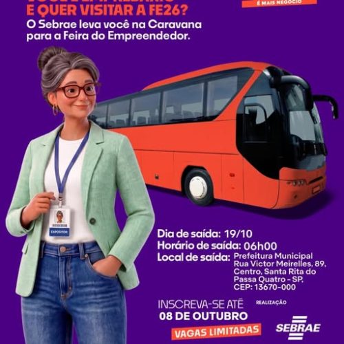 Santa Rita do Passa Quatro terá caravana do Sebrae para a Feira do Empreendedor 2026