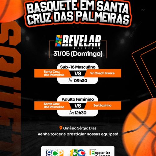 Santa Cruz das Palmeiras recebe rodada de basquete com equipes do Revelar Basquete neste domingo