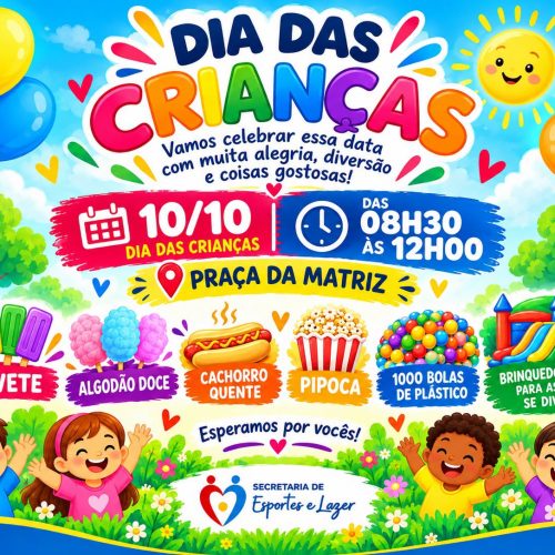 Porto Ferreira terá manhã de diversão para celebrar o Dia das Crianças na Praça da Matriz