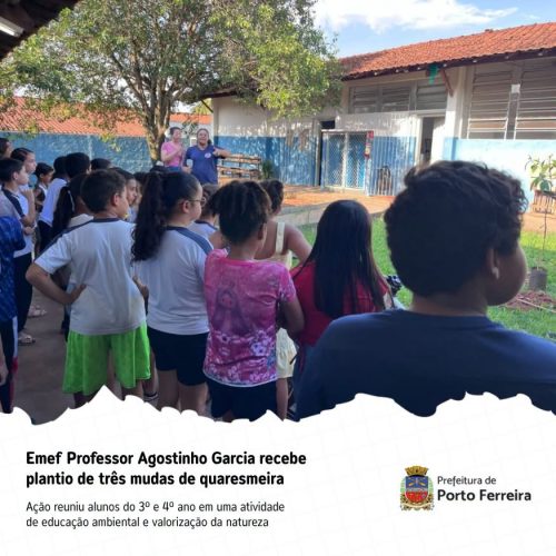 Escola de Porto Ferreira promove plantio de quaresmeiras com participação dos alunos