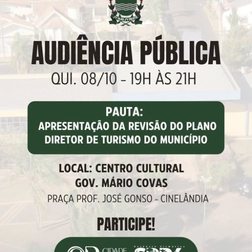 Santa Rita realiza audiência pública para discutir revisão do Plano Diretor de Turismo